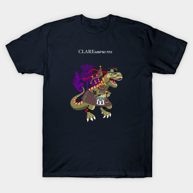 Clanosaurus Rex CLAREsaurus Plaid Clare Irish Ireland Family Tartan T-Shirt by BullShirtCo